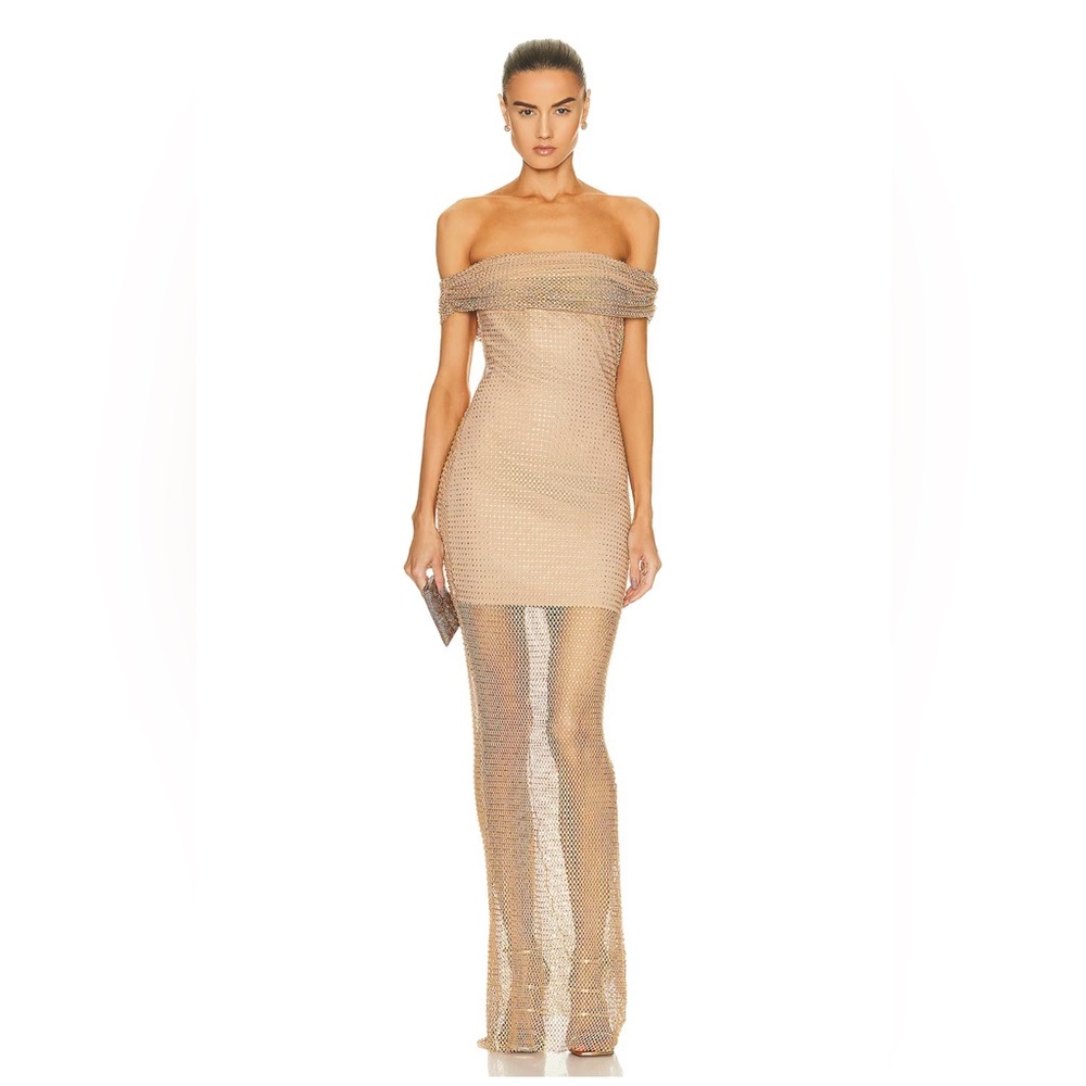 Nude/Tan Fishnet Maxi dress